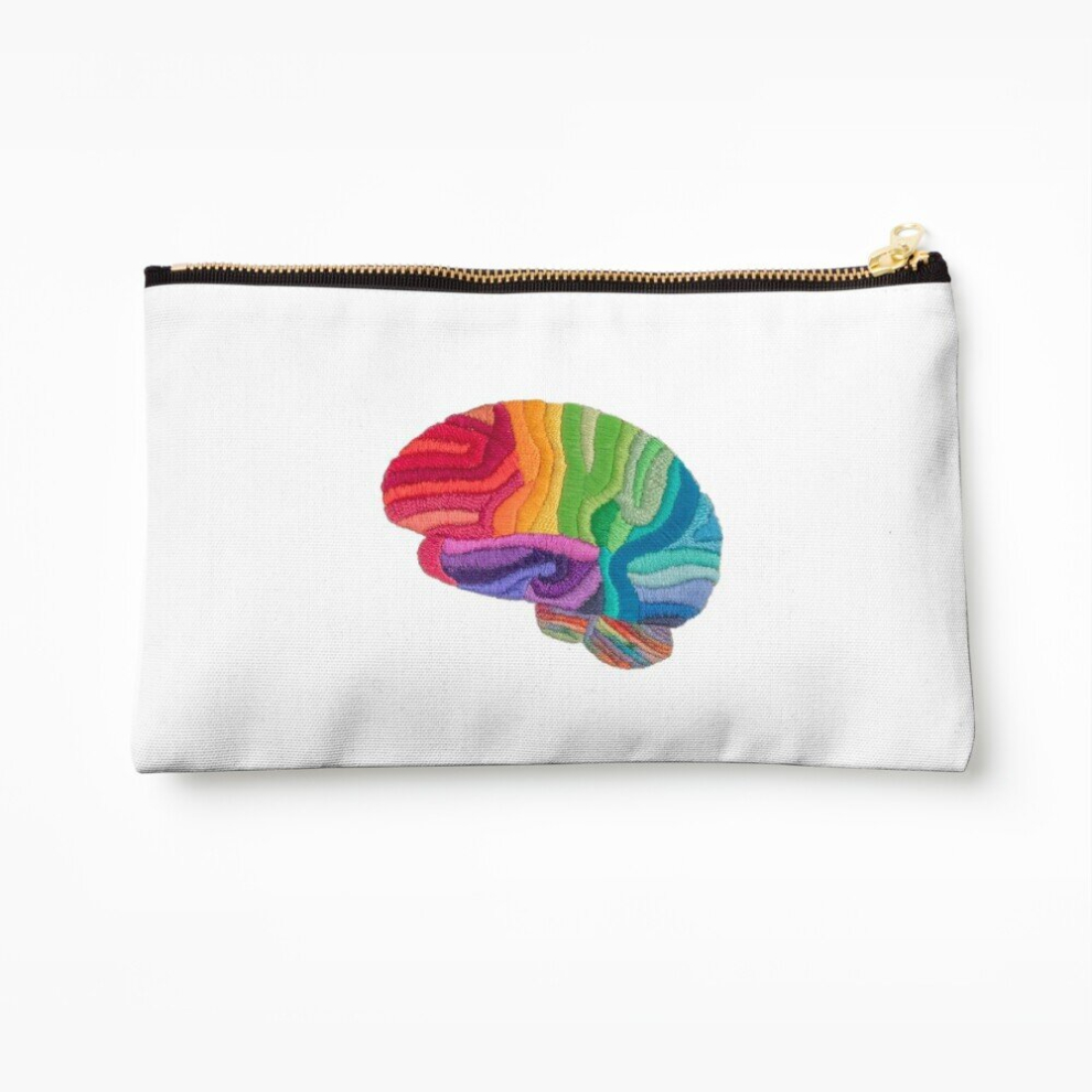 Whibos Makeup Bag Embroidered Look - Rainbow Brain Cosmetic Organizer Tyvek Paper Bags Zipper Pouch