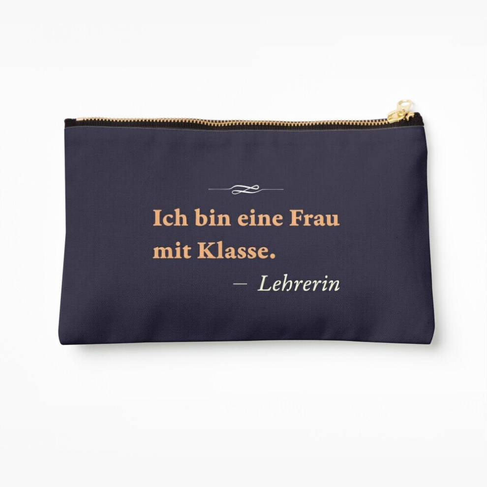 Whibos Makeup Bag Classy Woman - Funny Shirt For German Teacher Cosmetic Organizer Tyvek Paper Bags Zipper Pouch
