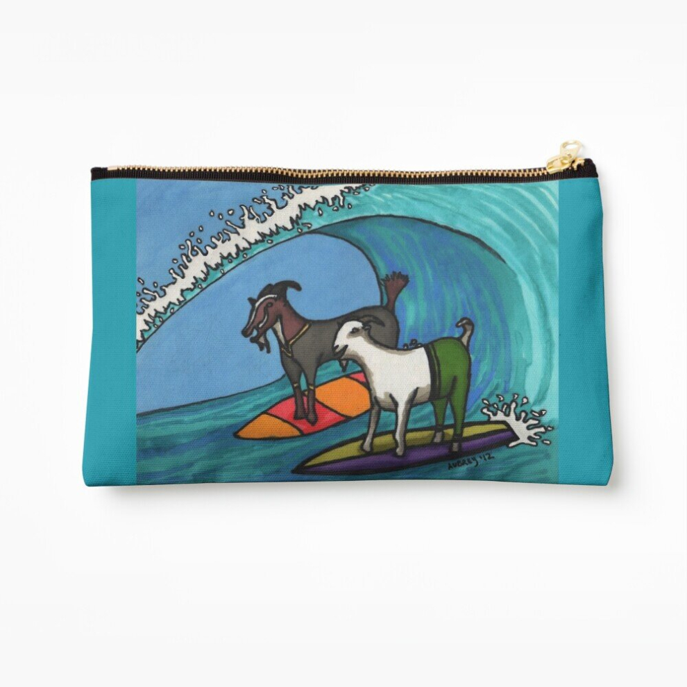 Whibos Makeup Bag Surfing Goats Cosmetic Organizer Tyvek Paper Bags Zipper Pouch