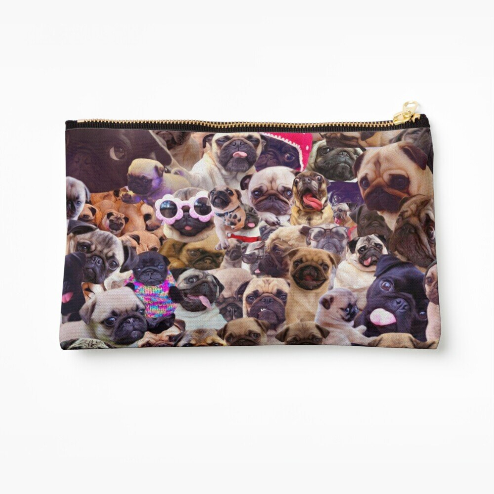 Whibos Makeup Bag Pugs, Pugs, Pugs Cosmetic Organizer Tyvek Paper Bags Zipper Pouch