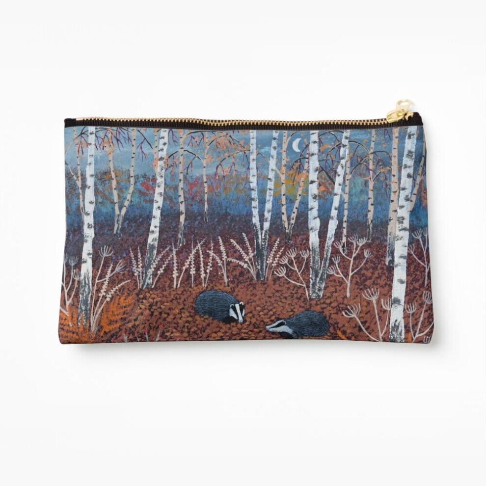 Whibos Makeup Bag The Badgers Of Autumn Wood Cosmetic Organizer Tyvek Paper Bags Zipper Pouch