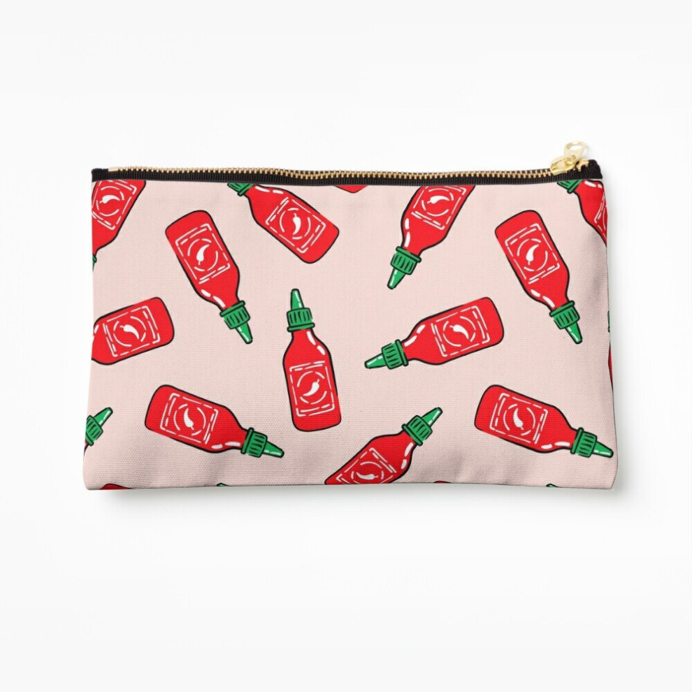 Whibos Pink Makeup Bag Sriracha Sauce - Hot Chili Sauce Cosmetic Organizer Tyvek Paper Bags Zipper Pouch