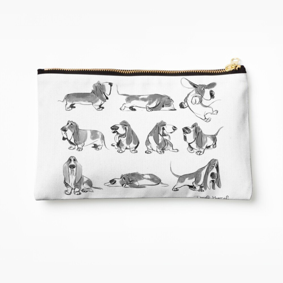 Whibos Makeup Bag Basset Hound Lovers Cosmetic Organizer Tyvek Paper Bags Zipper Pouch