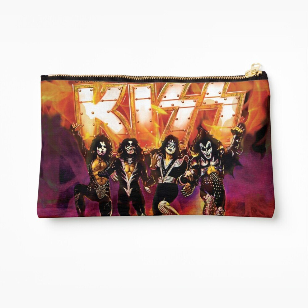 Whibos Makeup Bag Kiss The Band- Rock Band Hard Rock Kiss Army Destroyer Cosmetic Organizer Tyvek Paper Bags Zipper Pouch