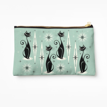 Makeup Bag MC Meow Retro Atomic Cats on Vintage Mint Cosmetic Organizer Tyvek Paper Bags Zipper Pouch