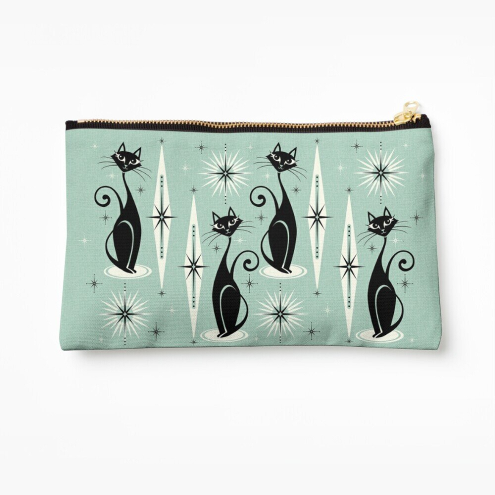 Whibos Makeup Bag Mc Meow Retro Atomic Cats On Vintage Mint Cosmetic Organizer Tyvek Paper Bags Zipper Pouch