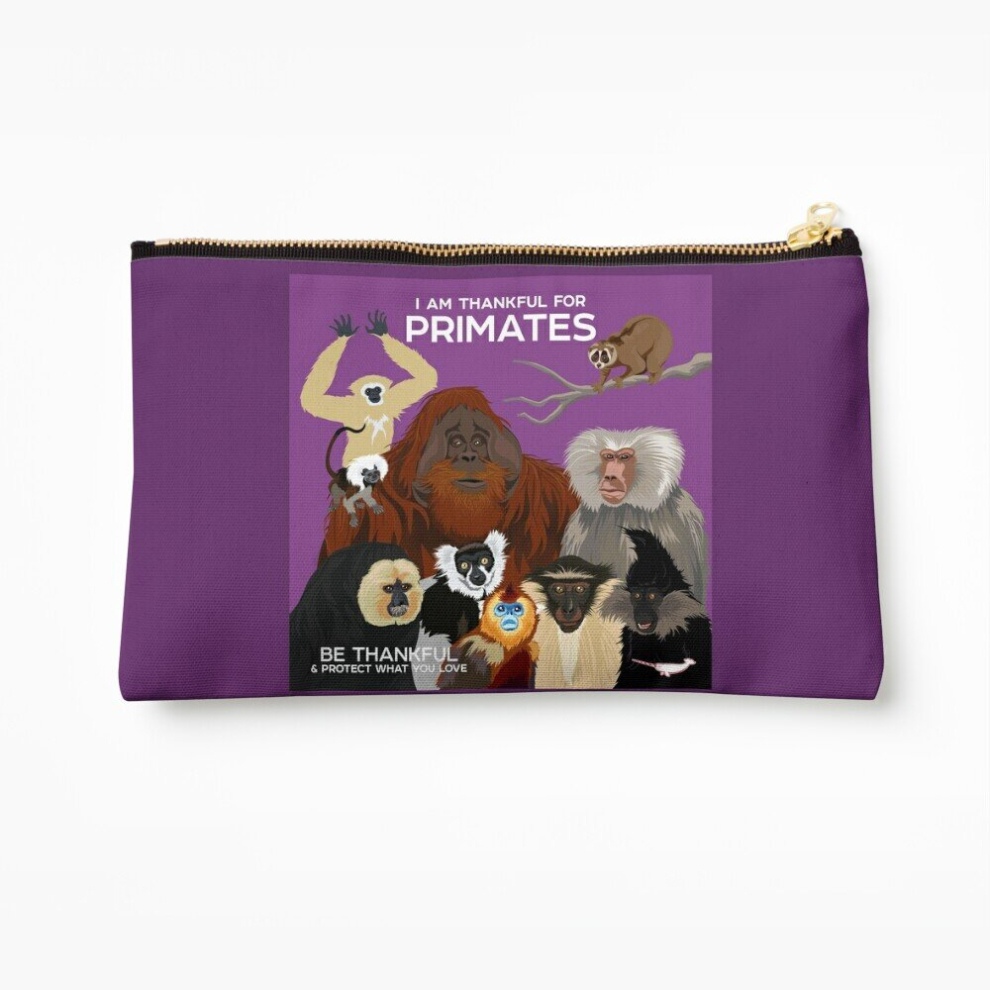 Whibos Makeup Bag I Am Thankful For Primates Cosmetic Organizer Tyvek Paper Bags Zipper Pouch