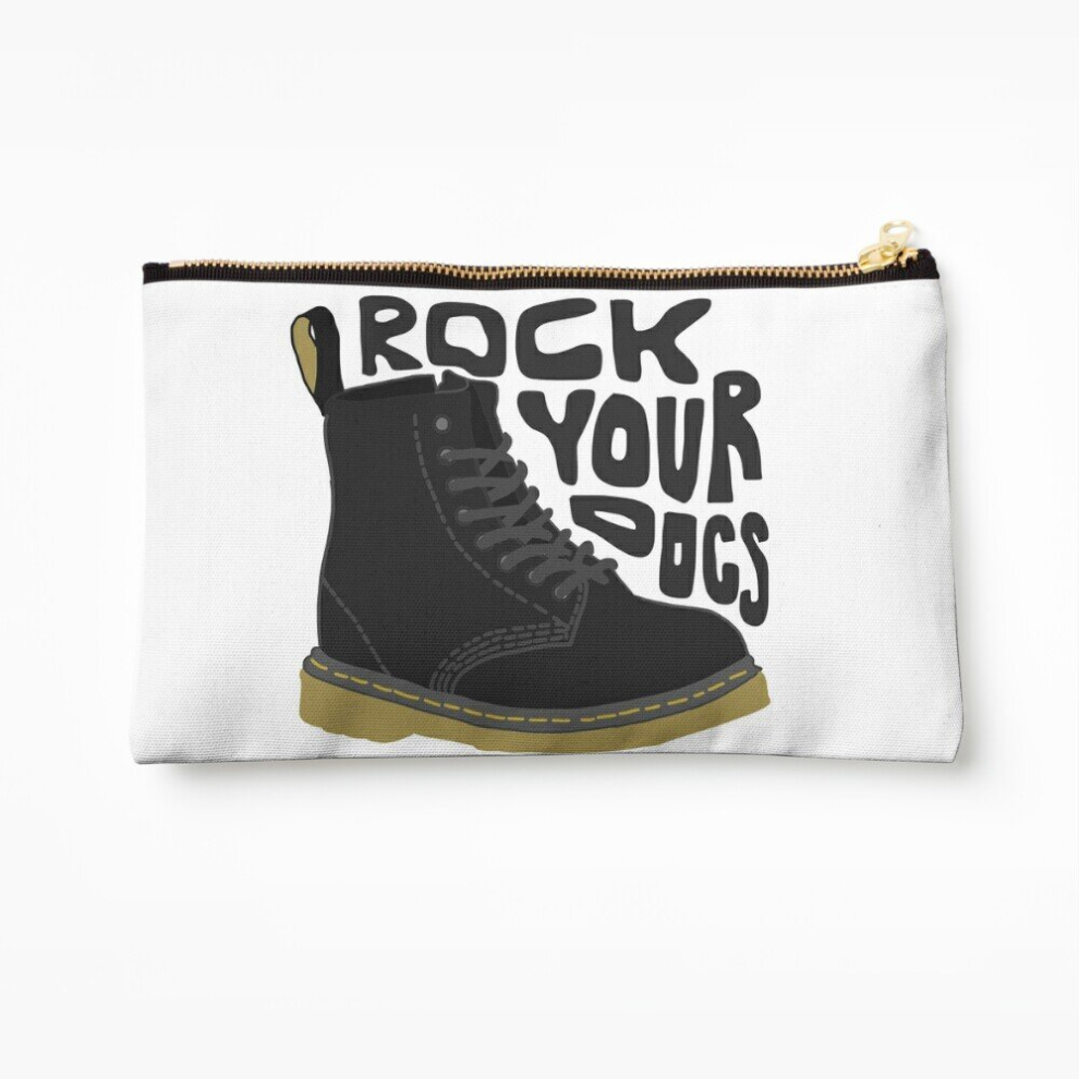 Whibos Black Makeup Bag Rock Your Docs Cosmetic Organizer Tyvek Paper Bags Zipper Pouch