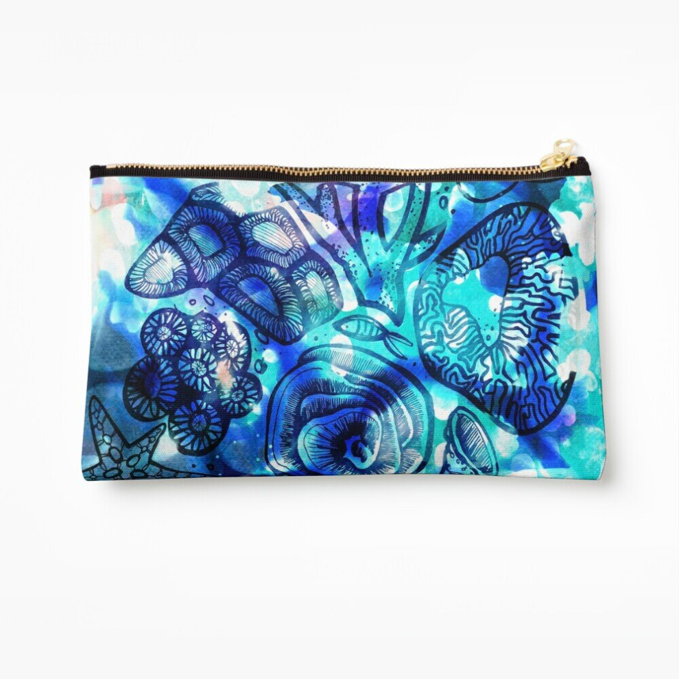 Whibos Blue/Coral Makeup Bag Forms Cosmetic Organizer Tyvek Paper Bags Zipper Pouch