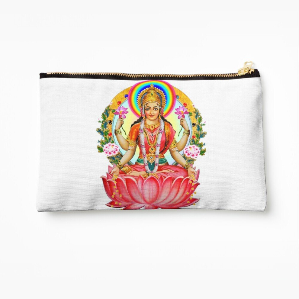 Whibos Makeup Bag Shree Lakshmi, Goddess Of Wealth And Abundance Cosmetic Organizer Tyvek Paper Bags Zipper Pouch