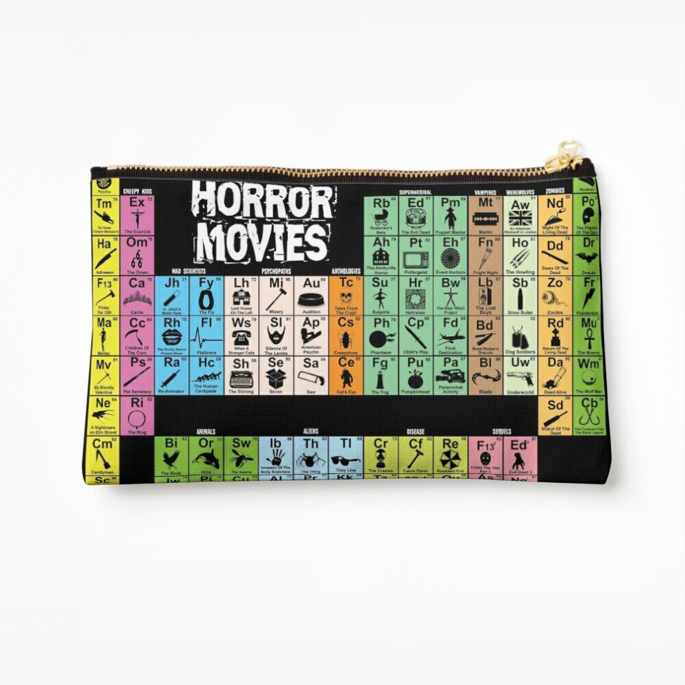 Whibos Makeup Bag Periodic Table Of Horror Movies Cosmetic Organizer Tyvek Paper Bags Zipper Pouch