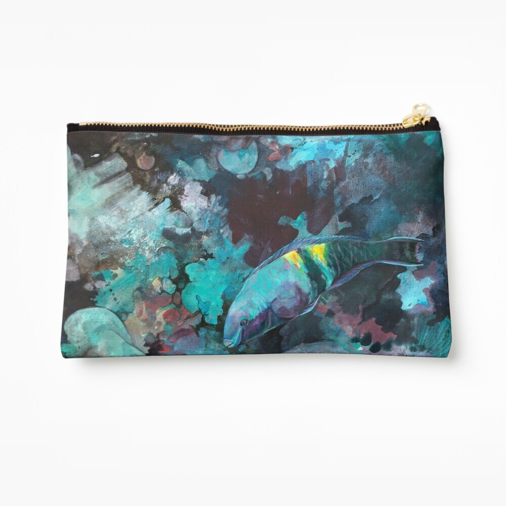 Whibos Makeup Bag Parrot Fish Blues Cosmetic Organizer Tyvek Paper Bags Zipper Pouch