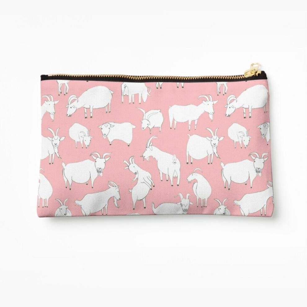 Whibos Pink Makeup Bag Goats Playing Cosmetic Organizer Tyvek Paper Bags Zipper Pouch
