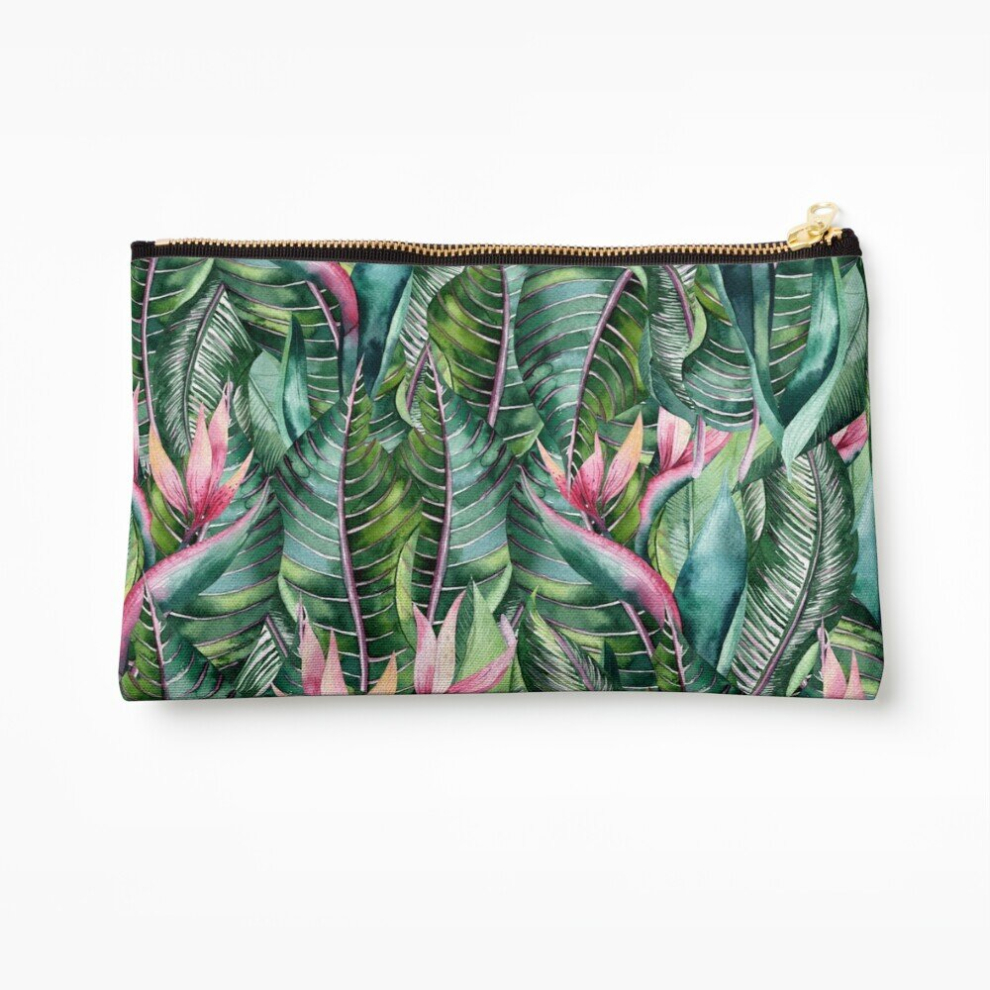 Whibos Makeup Bag Tropical Banana Leaf Print Cosmetic Organizer Tyvek Paper Bags Zipper Pouch
