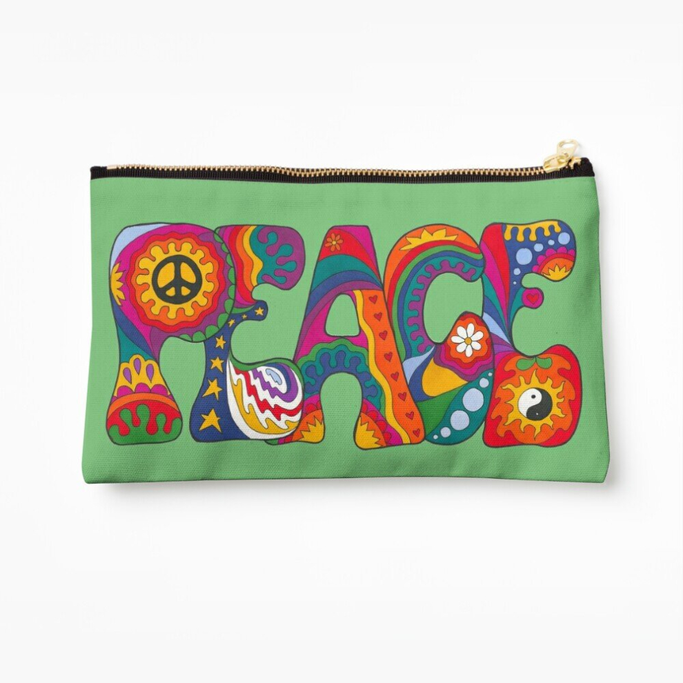 Whibos Makeup Bag Psychedelic Peace Cosmetic Organizer Tyvek Paper Bags Zipper Pouch