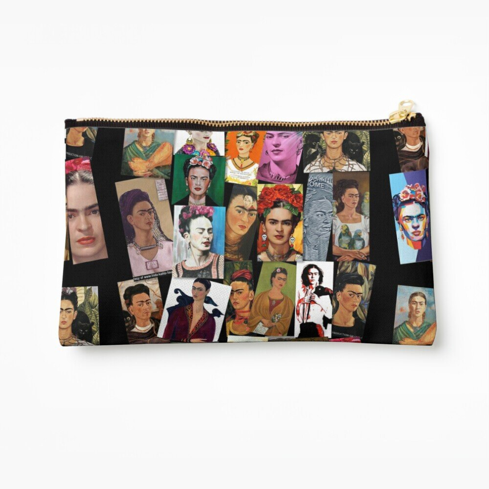 Whibos Makeup Bag Frida Khalo Photo Mosaic Collage Cosmetic Organizer Tyvek Paper Bags Zipper Pouch