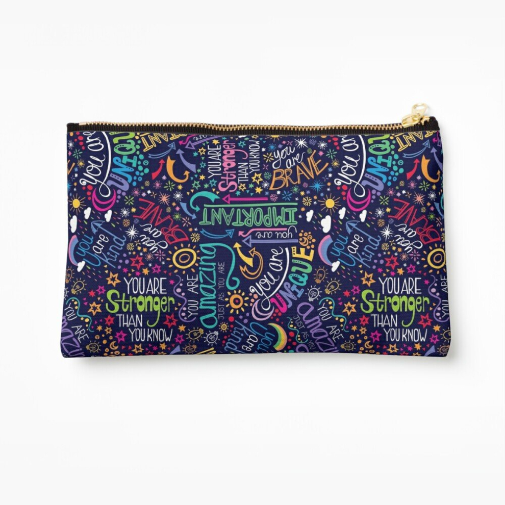 Whibos Makeup Bag Rainbow Affirmations - Positive Quotes Typography Cosmetic Organizer Tyvek Paper Bags Zipper Pouch