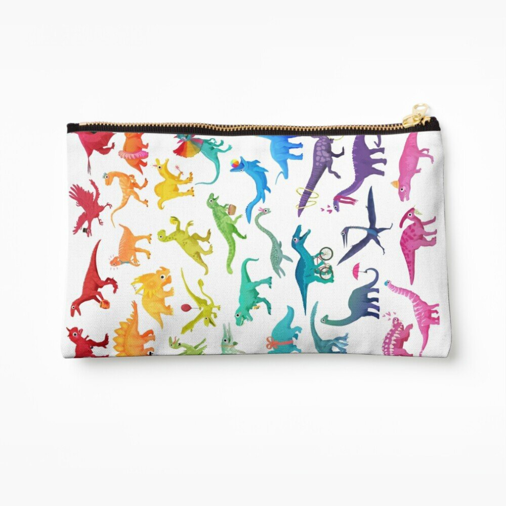 Whibos Makeup Bag Rainbow Dinos Cosmetic Organizer Tyvek Paper Bags Zipper Pouch