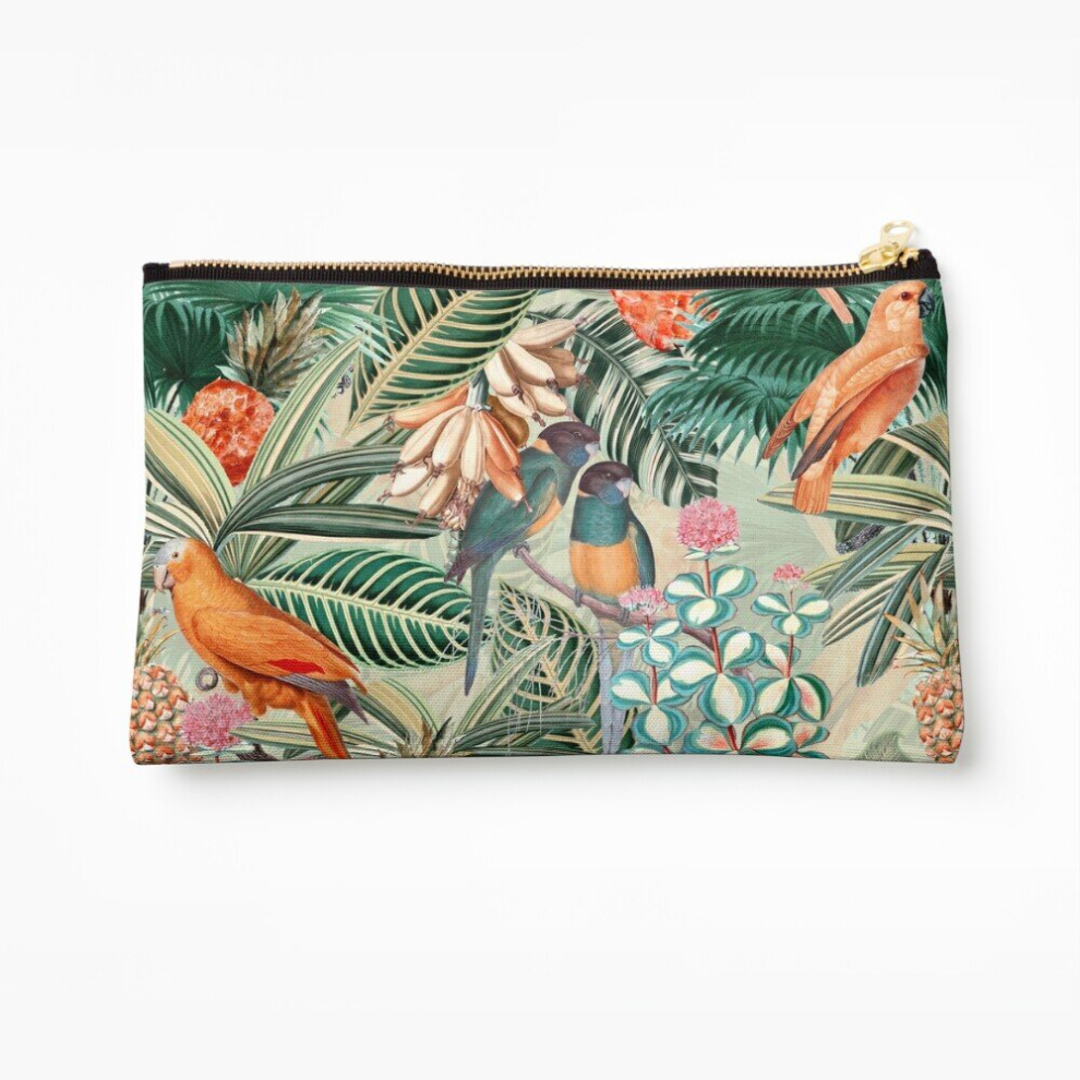 Whibos Makeup Bag Vintage Orange Tropical Bird Jungle Garden Cosmetic Organizer Tyvek Paper Bags Zipper Pouch