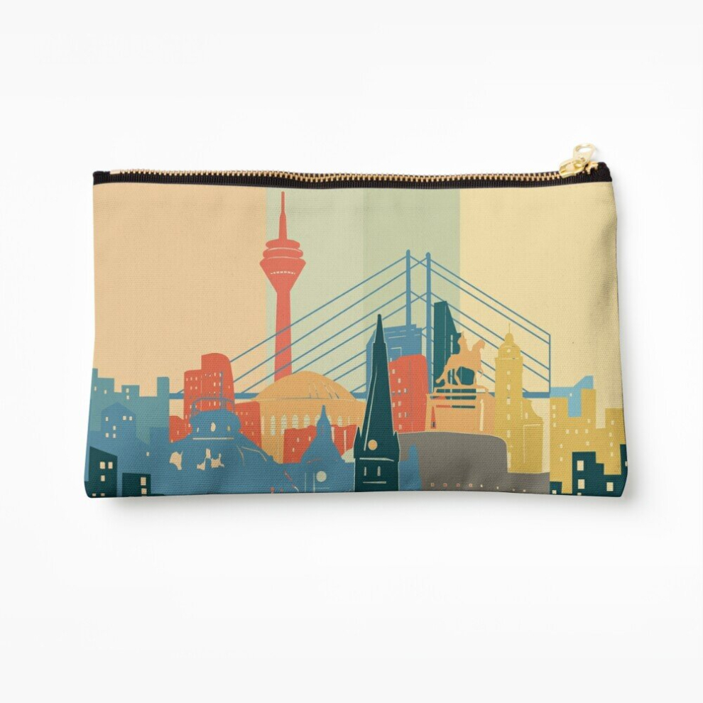 Whibos Makeup Bag Dusseldorf Skyline Cosmetic Organizer Tyvek Paper Bags Zipper Pouch