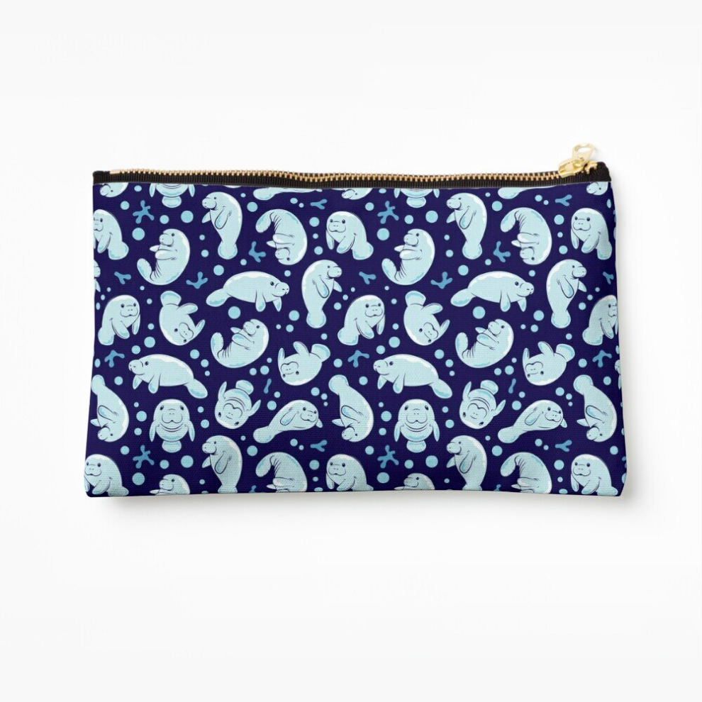 Whibos Blue Makeup Bag Cute Manatee Pattern - Underwater Pattern Cosmetic Organizer Tyvek Paper Bags Zipper Pouch