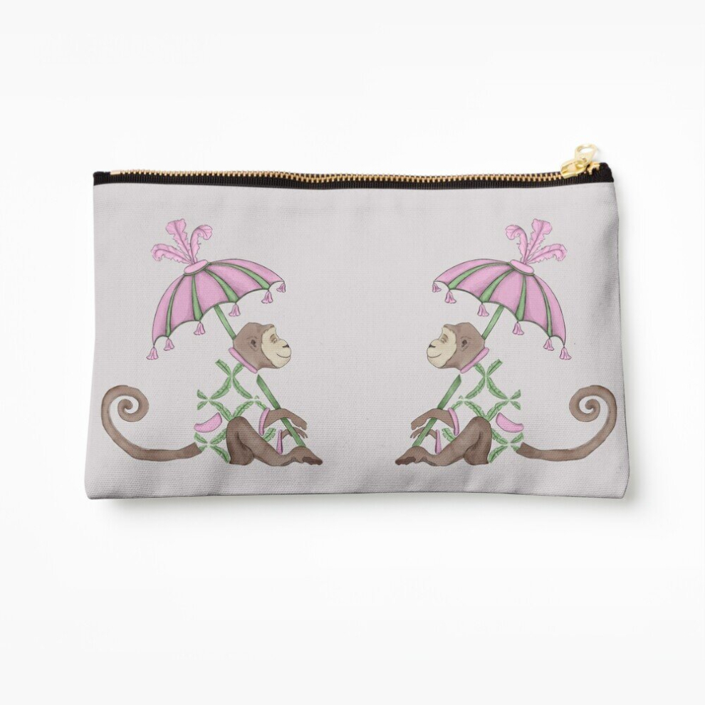 Whibos Makeup Bag Watercolor Chinoiserie Chic Monkey, Chinoiserie Chic Pattern Cosmetic Organizer Tyvek Paper Bags Zipper Pouch