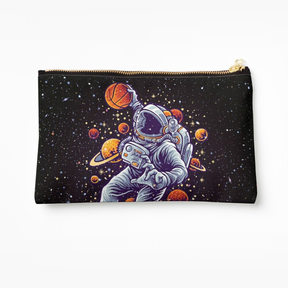 Whibos Makeup Bag Space Basketball Cosmetic Organizer Tyvek Paper Bags Zipper Pouch