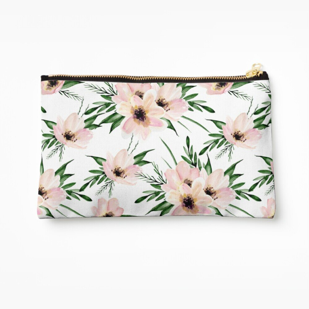 Whibos Pink Makeup Bag Bouquet. Watercolor Cosmetic Organizer Tyvek Paper Bags Zipper Pouch