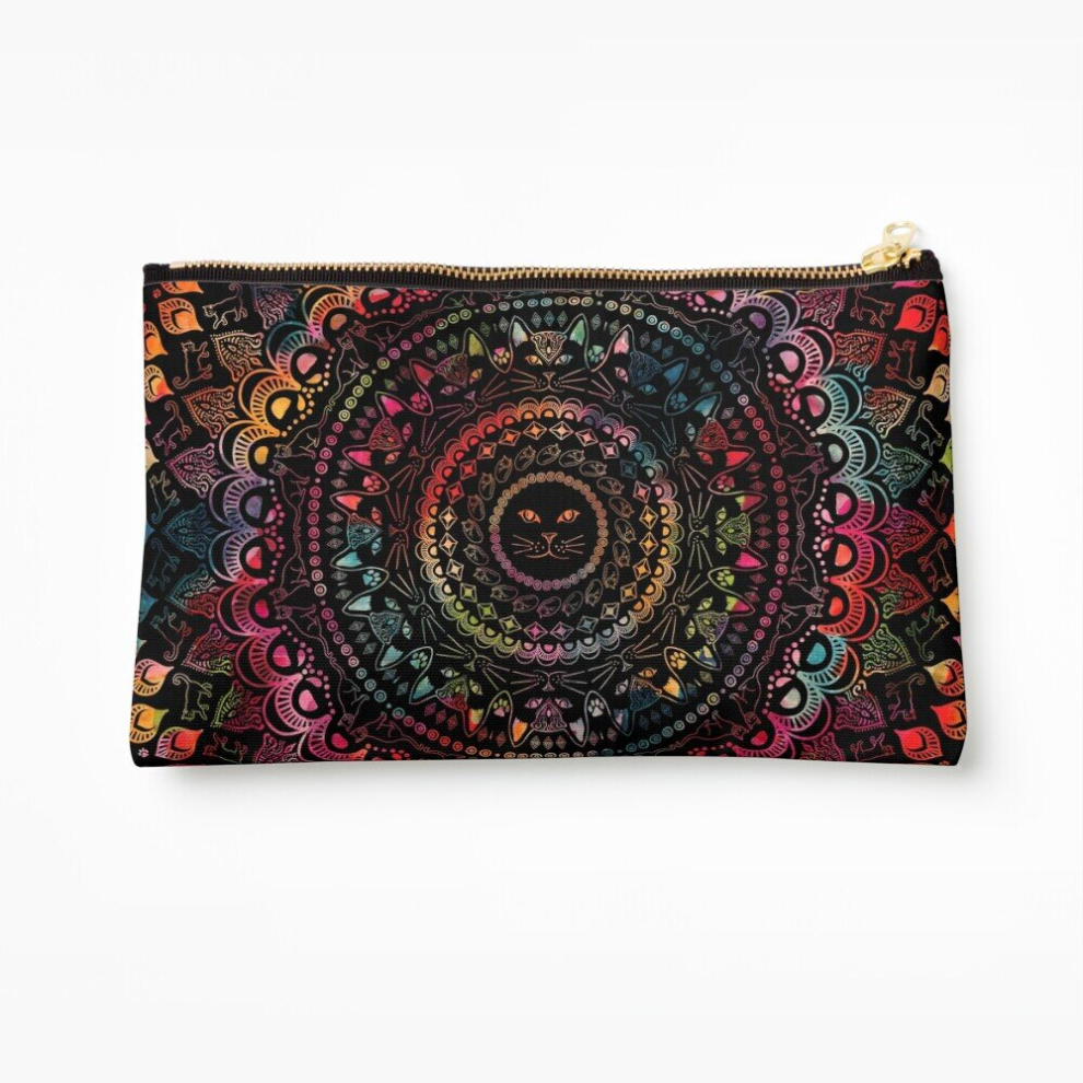 Whibos Makeup Bag Rainbow Kitty Cat Mandala Cosmetic Organizer Tyvek Paper Bags Zipper Pouch
