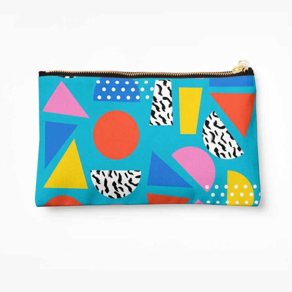 Whibos Makeup Bag Airhead - Memphis Retro Throwback Minimal Geometric Colorful Pattern 80S Style 1980'S Cosmetic Organizer Tyvek Paper Bags Zipper Pouch