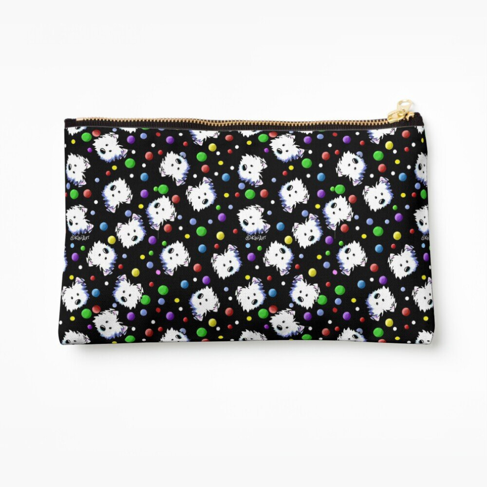 Whibos Makeup Bag Kiniart Westie Confetti Cosmetic Organizer Tyvek Paper Bags Zipper Pouch
