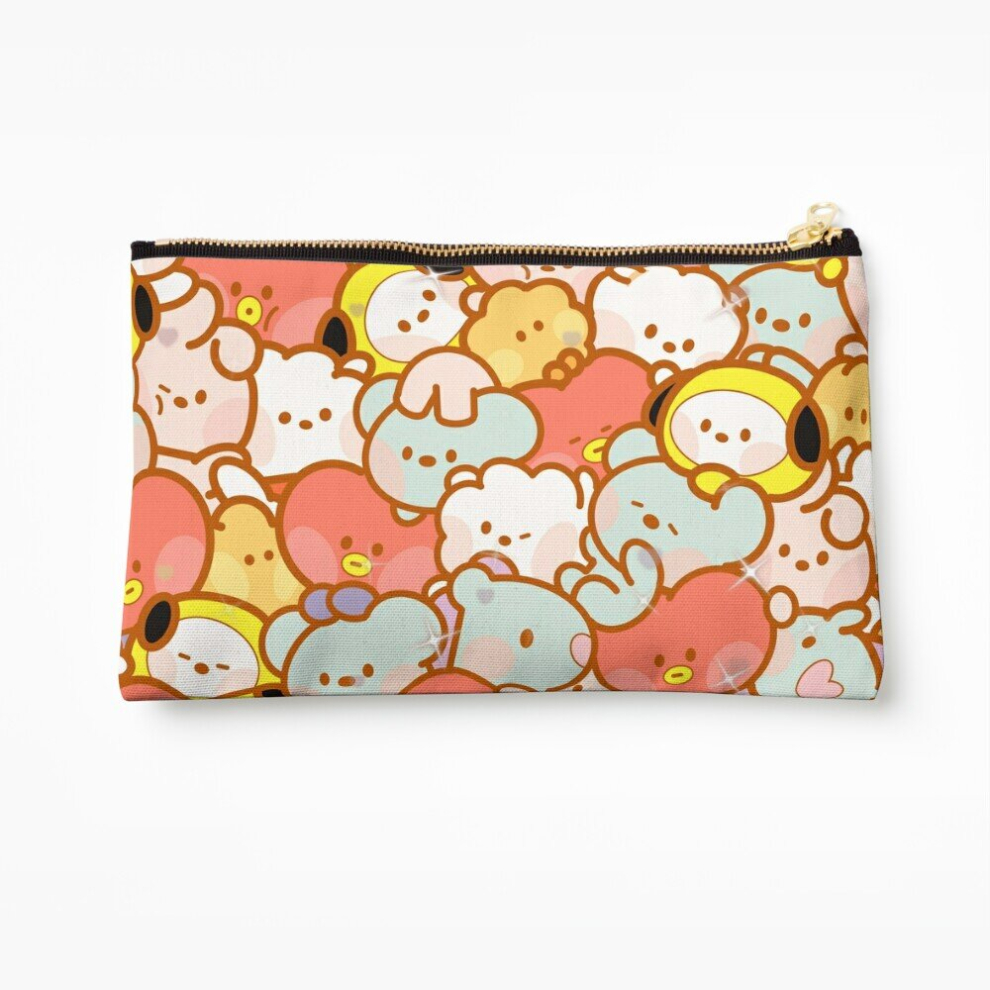 Whibos Makeup Bag Bts Army Ot7 Forever Bt21 Character Minini Kawaii Cosmetic Organizer Tyvek Paper Bags Zipper Pouch
