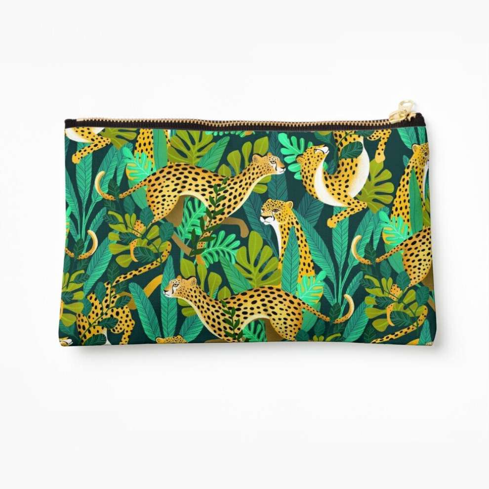Whibos Makeup Bag Cheetah Jade Jungle Cosmetic Organizer Tyvek Paper Bags Zipper Pouch