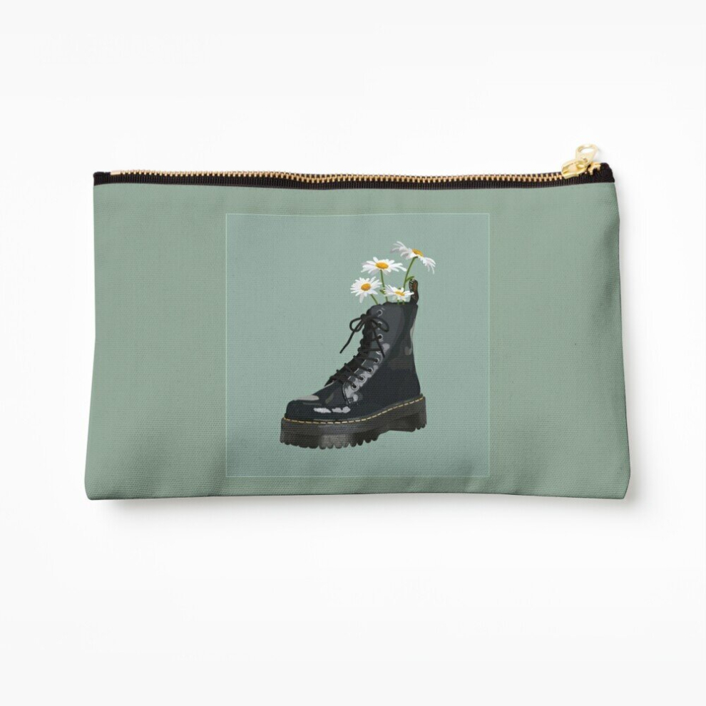 Whibos Makeup Bag Dr. Martens Boot With Flowers Cosmetic Organizer Tyvek Paper Bags Zipper Pouch