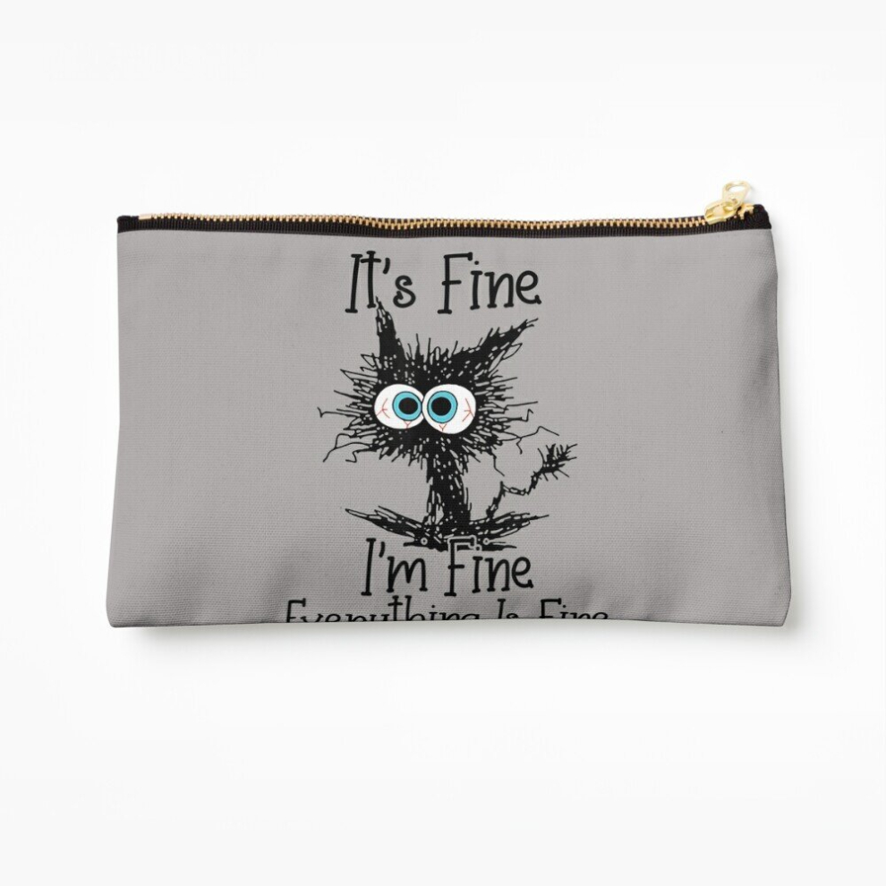 Whibos Makeup Bag It's Fine I'm Fine Everything Is Fine Funny Cat Cosmetic Organizer Tyvek Paper Bags Zipper Pouch