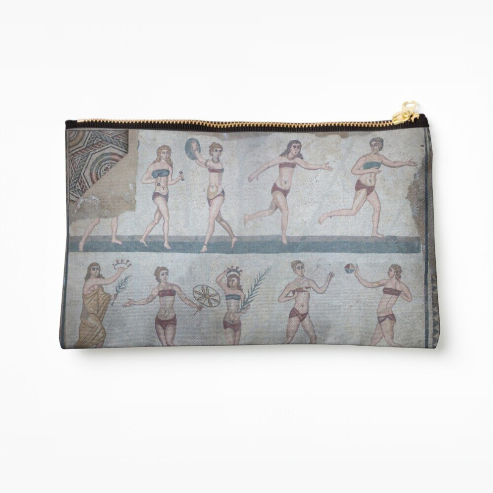 Whibos Makeup Bag Bikini Girls Mosaic - Villa Romana Del Casale Cosmetic Organizer Tyvek Paper Bags Zipper Pouch