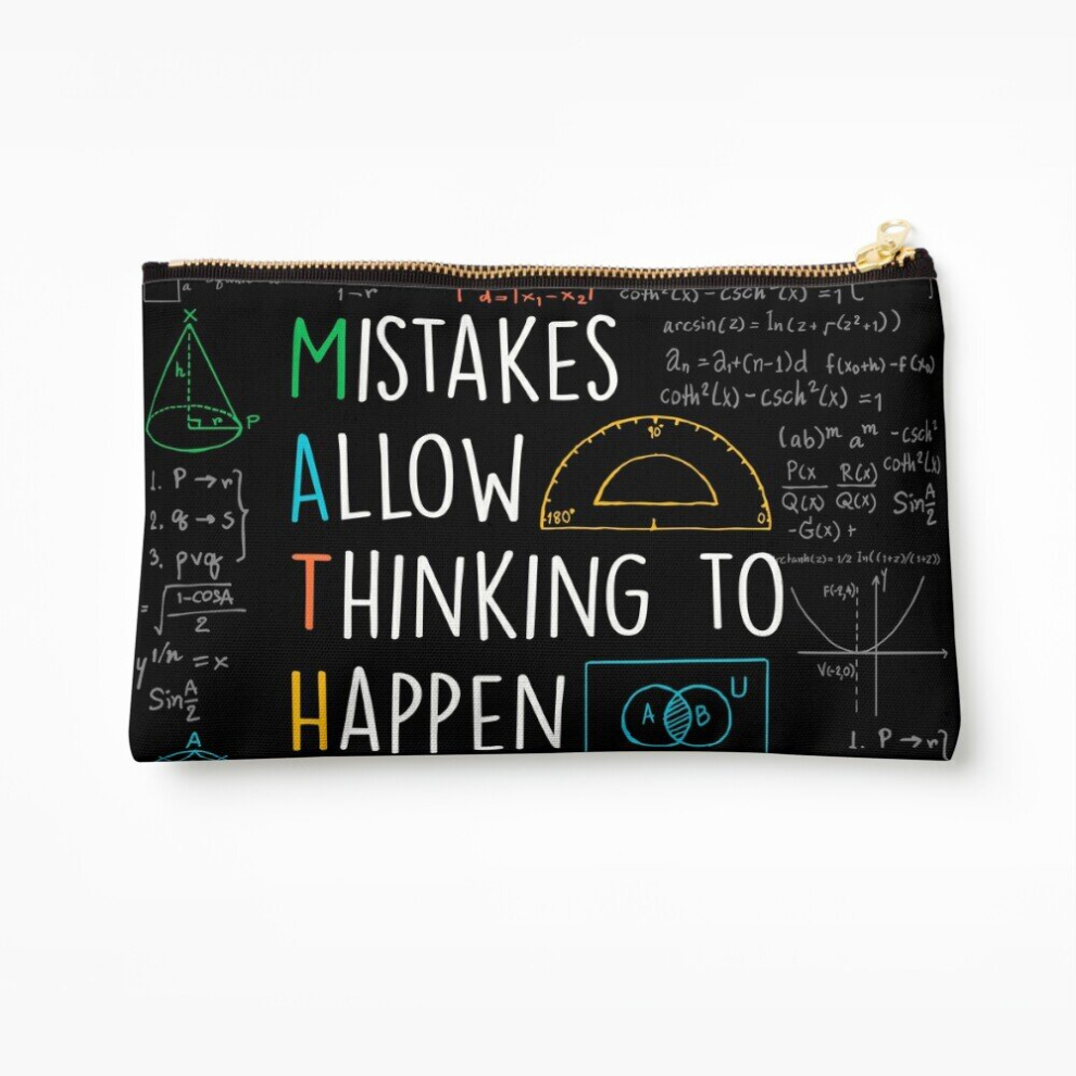 Whibos Makeup Bag Mistakes Allow Thinking To Happen - Math Teacher Quotes Funny Maths Cosmetic Organizer Tyvek Paper Bags Zipper Pouch