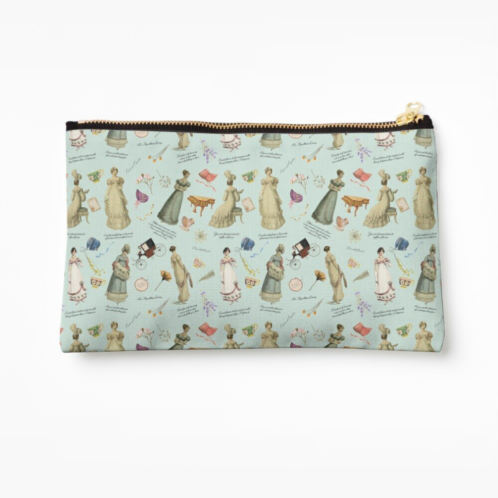 Whibos Makeup Bag Pride And Prejudice Quotes| Miss Bennet Jane Austen Duck Egg Cosmetic Organizer Tyvek Paper Bags Zipper Pouch