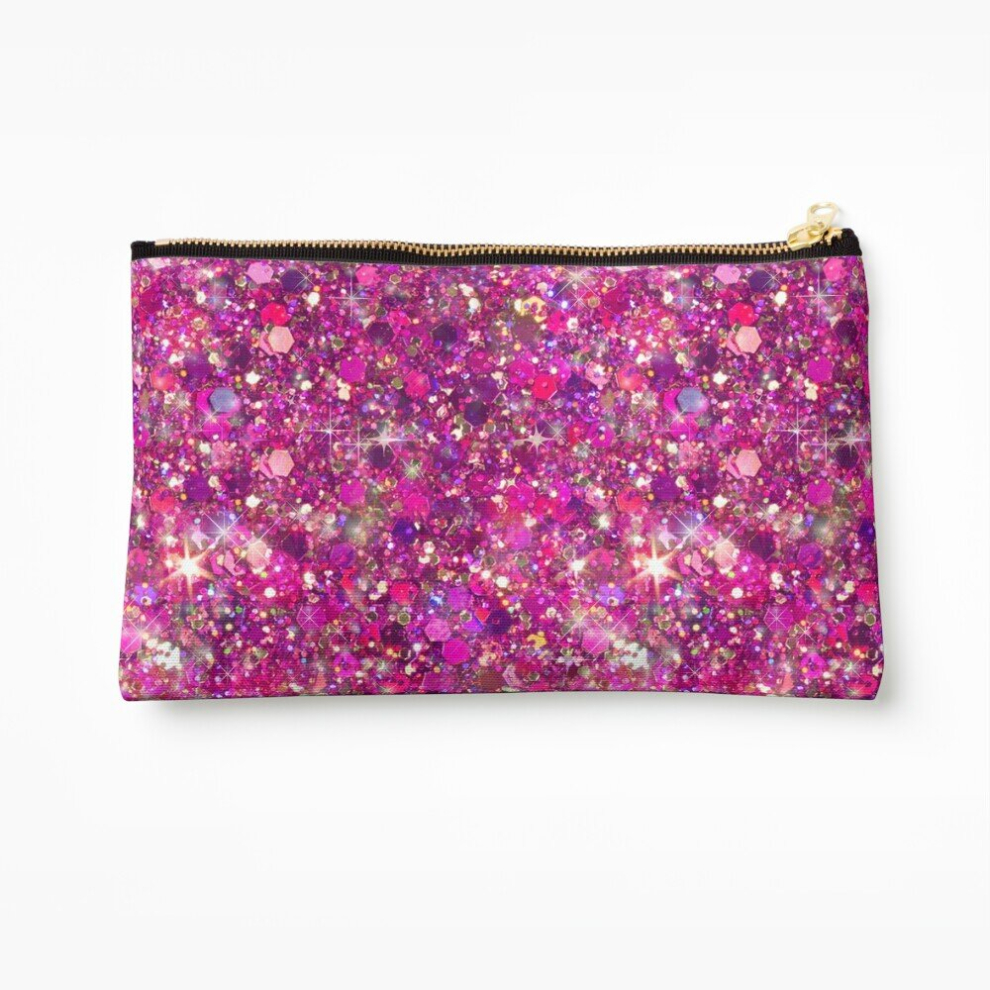 Whibos Pink Makeup Bag Pretty Glitter Sparkles Design Cosmetic Organizer Tyvek Paper Bags Zipper Pouch