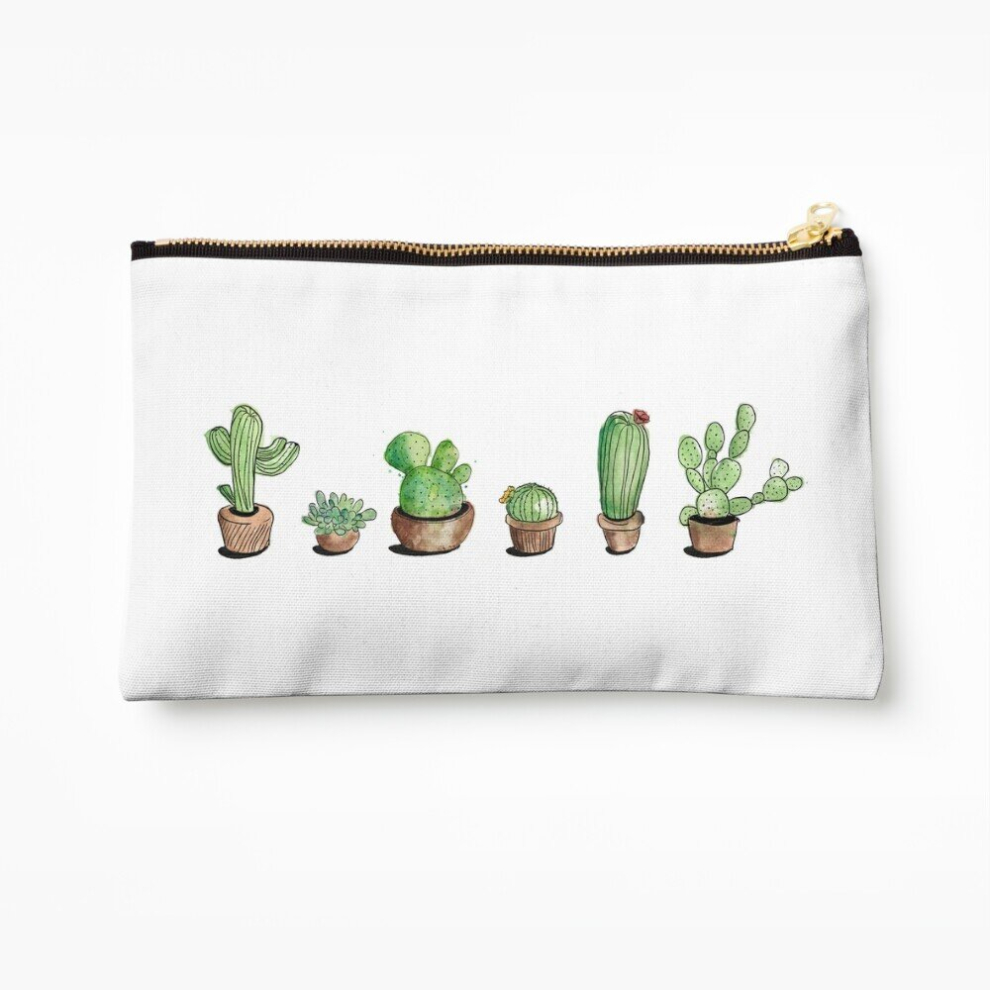 Whibos Makeup Bag Cactus Design Cosmetic Organizer Tyvek Paper Bags Zipper Pouch
