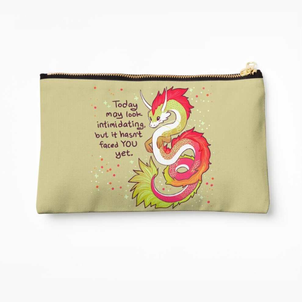 Whibos Makeup Bag "Today May Look Intimidating" Encouraging Chinese Dragon Cosmetic Organizer Tyvek Paper Bags Zipper Pouch