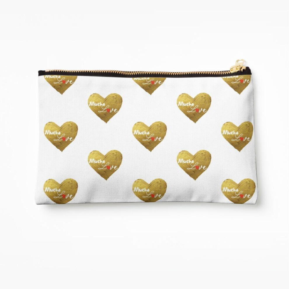 Whibos Gold Makeup Bag Mucho Love - Heart - Something The World Needs So Much. Cosmetic Organizer Tyvek Paper Bags Zipper Pouch
