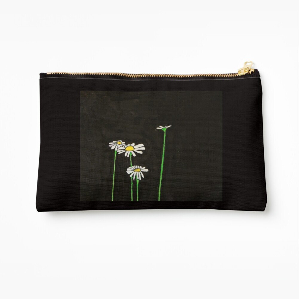 Whibos Black Makeup Bag Daisies On Cosmetic Organizer Tyvek Paper Bags Zipper Pouch