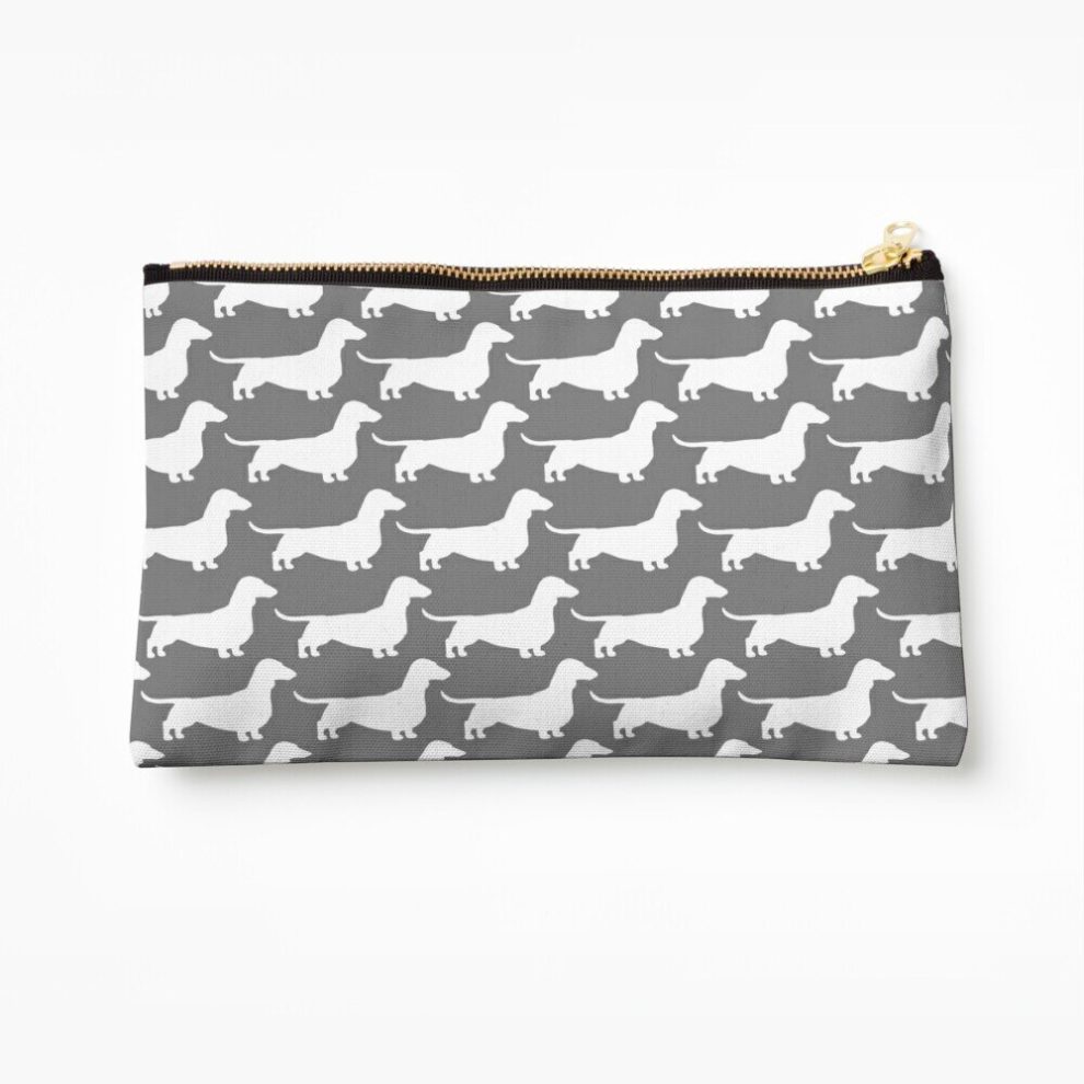 Whibos Makeup Bag Dachshund Silhouette(S) Wiener Dog Smooth Coated Doxie Cosmetic Organizer Tyvek Paper Bags Zipper Pouch