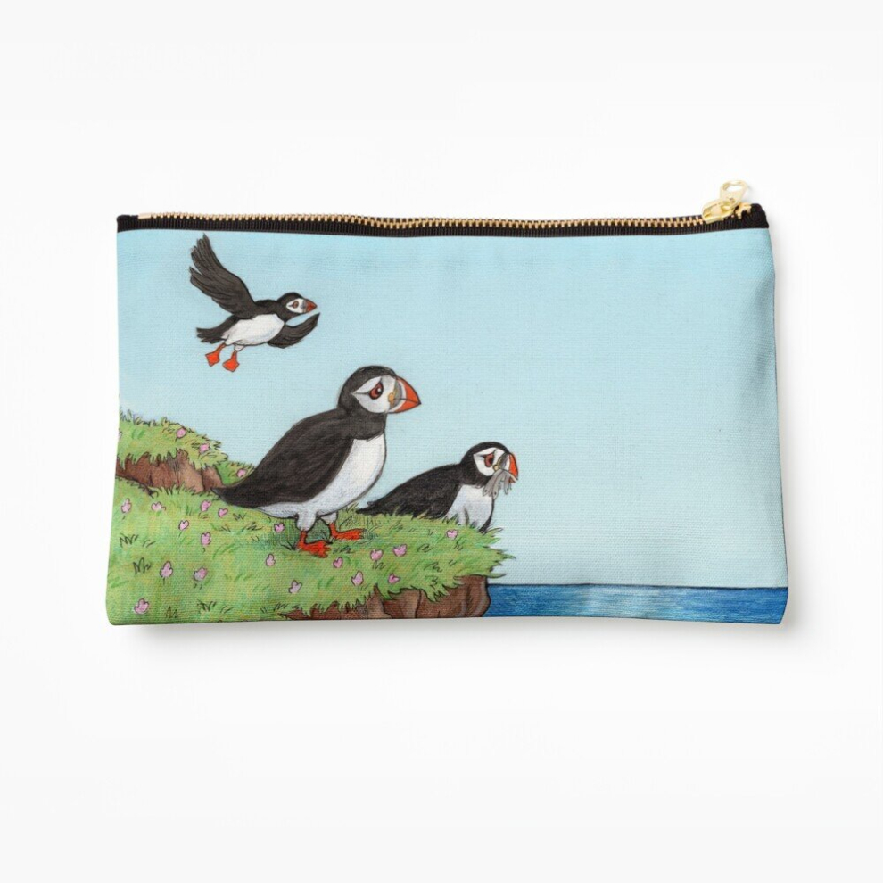 Whibos Makeup Bag Puffins Cosmetic Organizer Tyvek Paper Bags Zipper Pouch