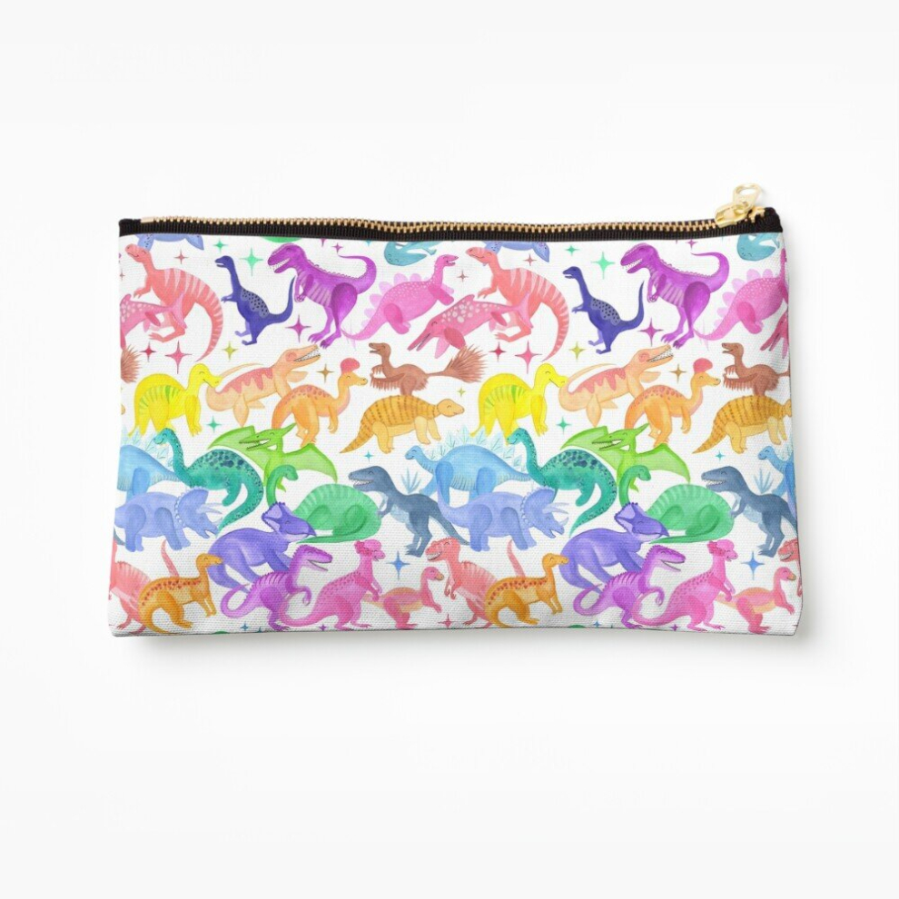 Whibos Makeup Bag Roarsome Rainbow Dinosaur Alphabet Cosmetic Organizer Tyvek Paper Bags Zipper Pouch