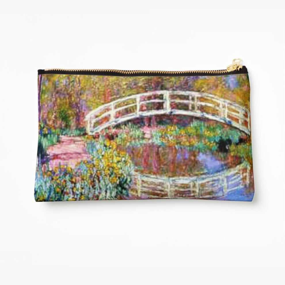 Whibos Makeup Bag Claude Monet -The Japanese Bridge Monet's Water Lily Garden Cosmetic Organizer Tyvek Paper Bags Zipper Pouch