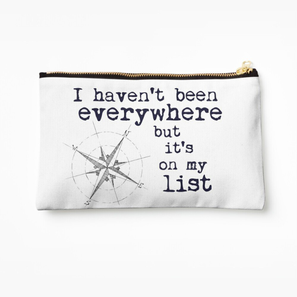 Whibos Makeup Bag I Haven't Been Everywhere But It's On My List - Travel Quote Susan Sontag Cosmetic Organizer Tyvek Paper Bags Zipper Pouch