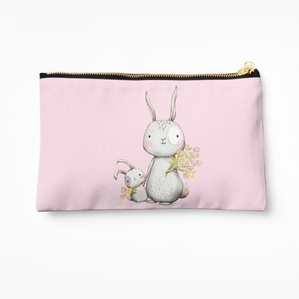 Whibos Makeup Bag Welcome Spring Cute Watercolor Rabbits Cosmetic Organizer Tyvek Paper Bags Zipper Pouch