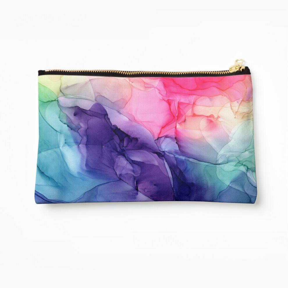 Whibos Makeup Bag Colorful Rainbow Flowing Abstract Painting Cosmetic Organizer Tyvek Paper Bags Zipper Pouch